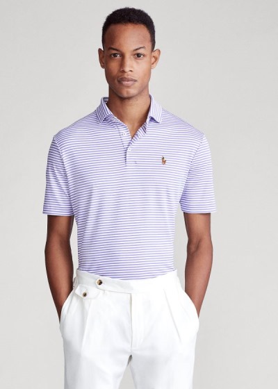 Polos Polo Ralph Lauren Hombre Morados / Blancos - Classic Fit Soft Cotton - NLCIB8149